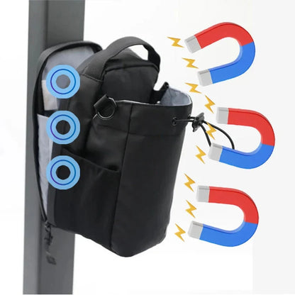 Close-up detail of the Tazzi IronGrip Gym Vault showing the 3-magnet closure system — product callout image illustrating the triple-magnet reinforcement for maximum security and organization
